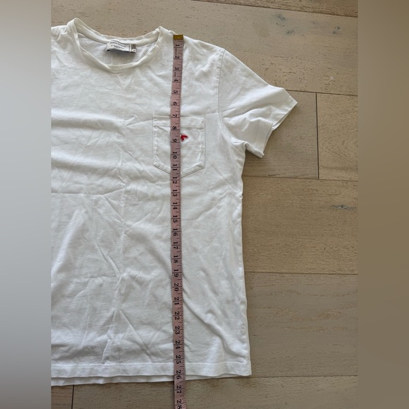 Maison Kitsune Sz M Tricolor Fox Patch Classic Pocket Tee-Shirt white Cotton - Picture 8 of 11